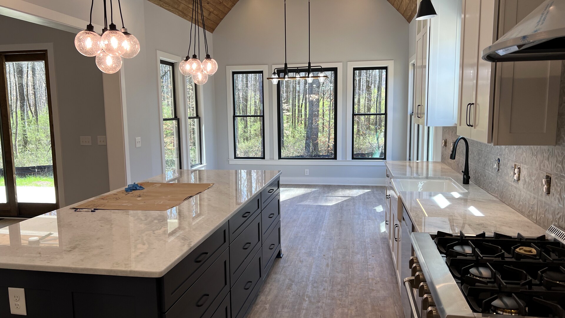 A finished RYMAC Construction custom home in North Georgia at golden hour